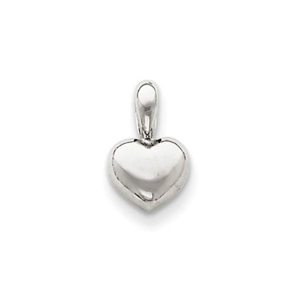 14K White Gold Puff Heart Charm Pendant Quality Gem LLC Bethel, CT