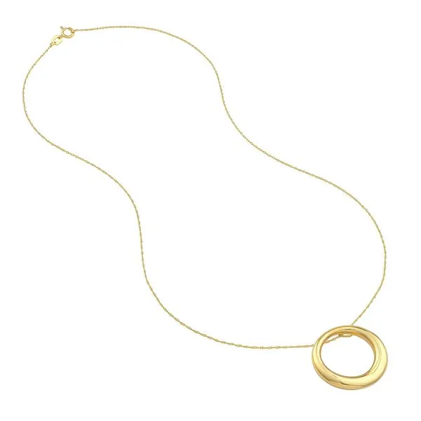 14K Yellow Gold Tapered Circle Pendant Length 18 Inches Image 3 Quality Gem LLC Bethel, CT
