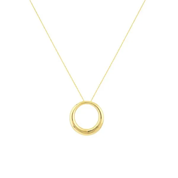 14K Yellow Gold Tapered Circle Pendant Length 18 Inches Quality Gem LLC Bethel, CT