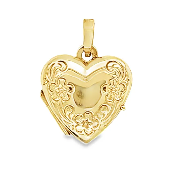 14K Yellow Gold Floral Heart Locket Pendant Quality Gem LLC Bethel, CT