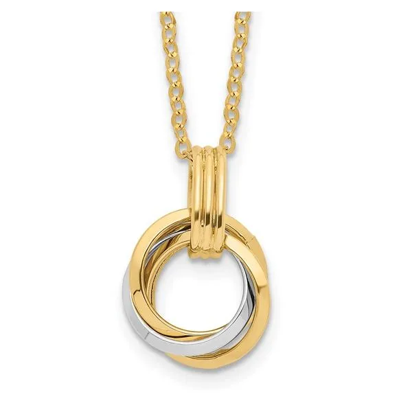 14K Two Tone Intertwined Circles Pendant Length 18 Inches Quality Gem LLC Bethel, CT