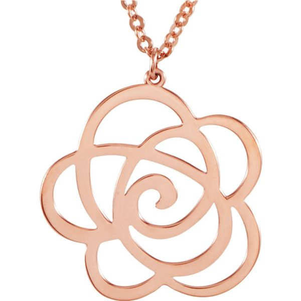 14K Rose Gold Flower Necklace Quality Gem LLC Bethel, CT