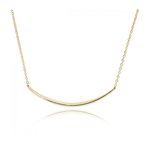 14K Yellow Gold Curved Bar Necklace Image 2 Quality Gem LLC Bethel, CT
