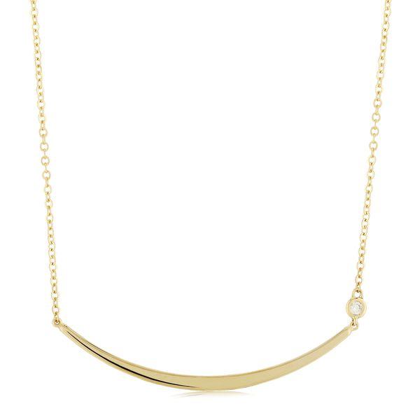 14K Yellow Gold Curved Bar Necklace Quality Gem LLC Bethel, CT