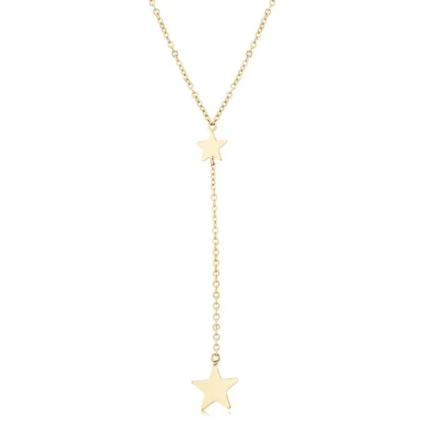 14K Yellow Gold Lariat Star Necklace Quality Gem LLC Bethel, CT