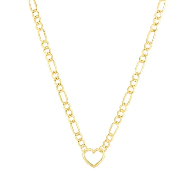 14K Yellow Gold Figaro Heart Necklace Quality Gem LLC Bethel, CT