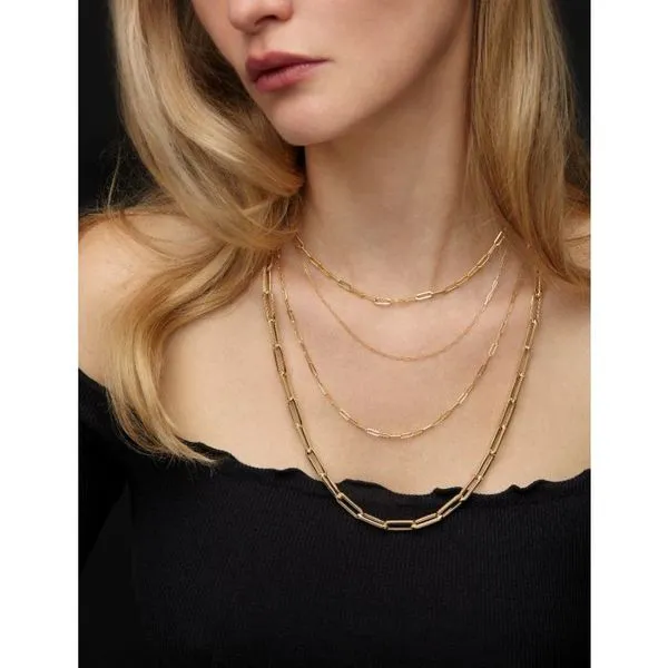 14K Yellow Gold Paperclip Necklace Length 18 Inches Image 2 Quality Gem LLC Bethel, CT