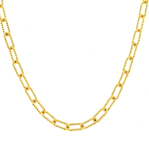 14K Yellow Gold 3mm Textured Paperclip Necklace Length 20 Inches Quality Gem LLC Bethel, CT
