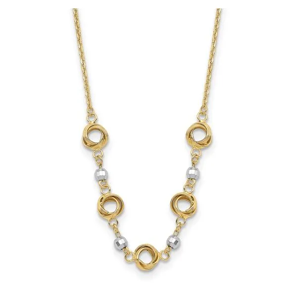 14K Two Tone Love Knots With Mirror Beads Necklace Length 18 Inches Quality Gem LLC Bethel, CT