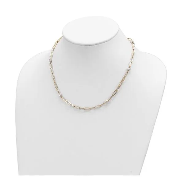 14K Two Tone Bead and Paperclip Necklace Length 18 Inches Image 3 Quality Gem LLC Bethel, CT