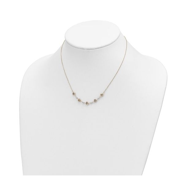 14K Two Tone Love Knots With Mirror Beads Necklace Length 18 Inches Image 2 Quality Gem LLC Bethel, CT