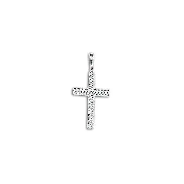 14K White Gold Solid Rope Cross Pendant Quality Gem LLC Bethel, CT