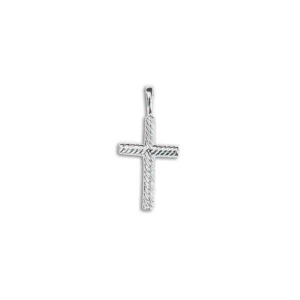 14K White Gold Solid Rope Cross Pendant Quality Gem LLC Bethel, CT