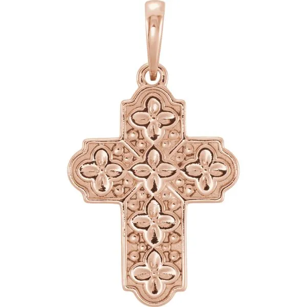 14K Rose Gold Ornate Cross Pendant Quality Gem LLC Bethel, CT