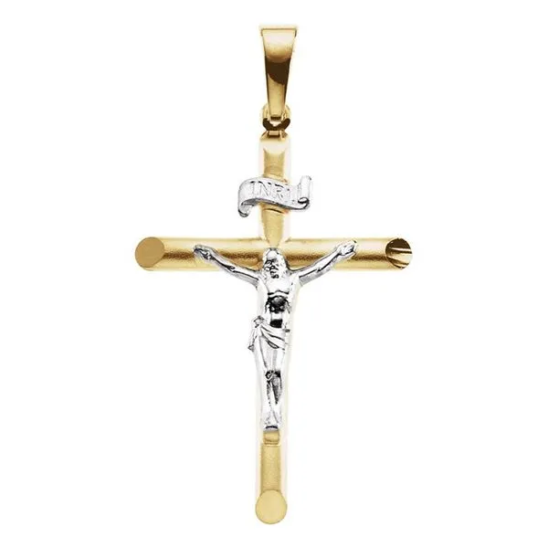 14K Yellow & White Gold Crucifix Pendant Quality Gem LLC Bethel, CT
