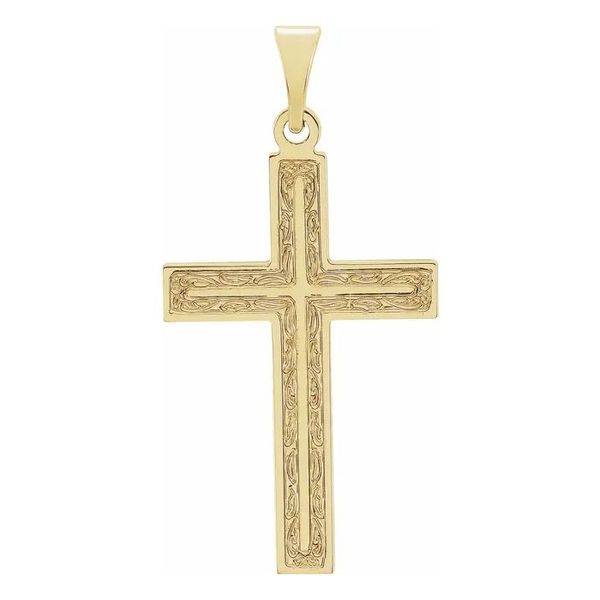 14K Yellow Gold Engraved Cross Pendant Quality Gem LLC Bethel, CT