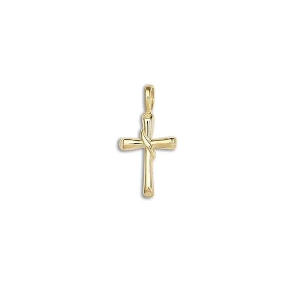 14K Yellow Gold Solid Half Round Flair Cross Pendant Quality Gem LLC Bethel, CT