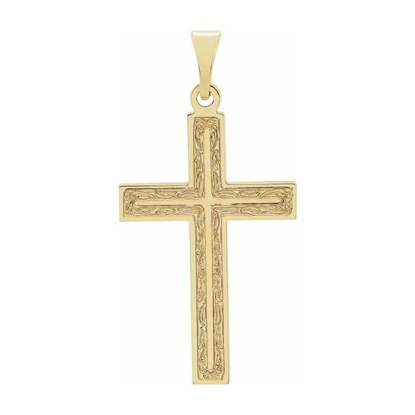 14K Yellow Gold Engraved Cross Pendant Quality Gem LLC Bethel, CT