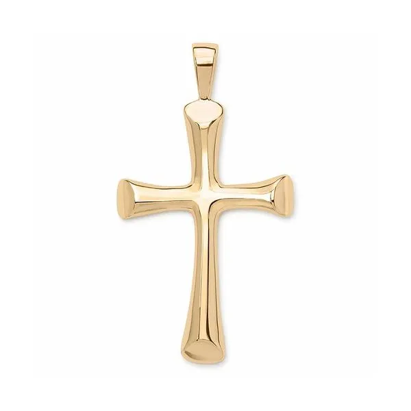 14K Yellow Gold Solid Small Half Round Cross Pendant Quality Gem LLC Bethel, CT
