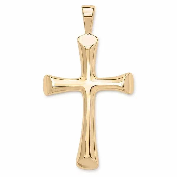 14K Yellow Gold Solid Medium Half Round Cross Pendant Quality Gem LLC Bethel, CT