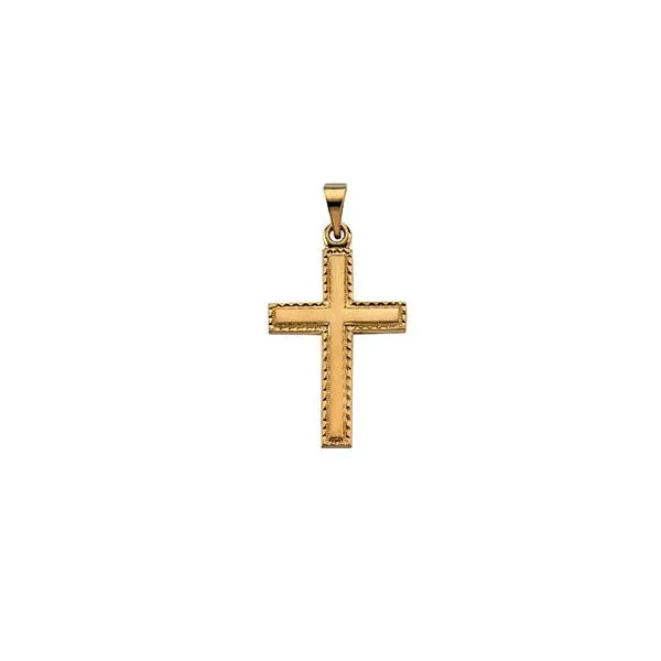 14K Yellow Gold Square Edge Small Cross Pendant Image 2 Quality Gem LLC Bethel, CT