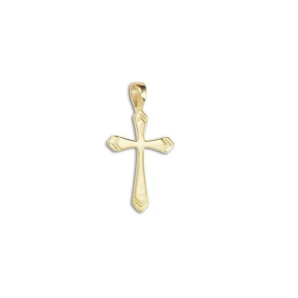 14K Yellow Gold Arrow Groove Cross Pendant Quality Gem LLC Bethel, CT