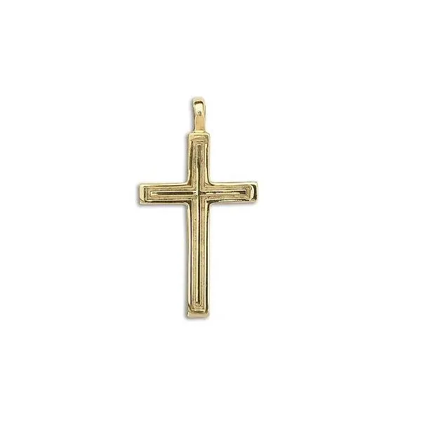 14K Yellow Gold Large Outline Cross Pendant Quality Gem LLC Bethel, CT