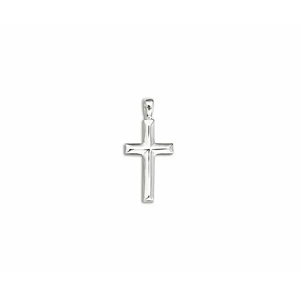 14K White Gold Solid Medium Angled Cross Pendant Quality Gem LLC Bethel, CT