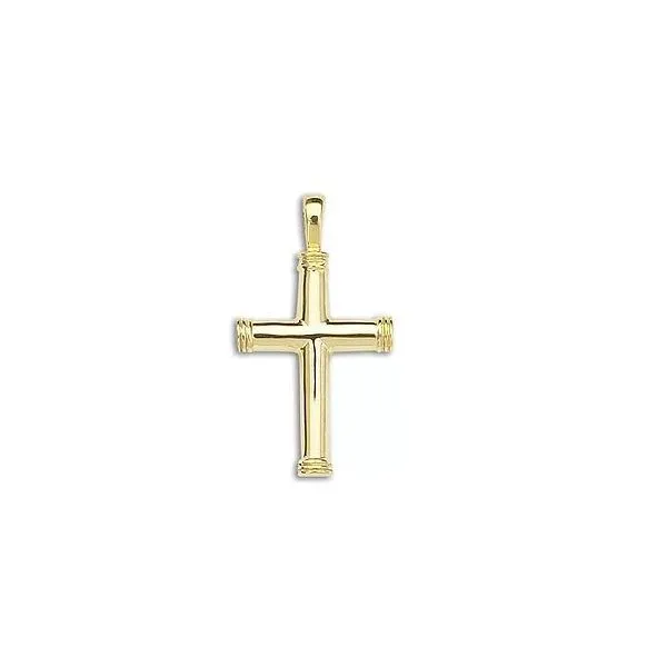 14K Yellow Gold Medium End Cap Cross Pendant Quality Gem LLC Bethel, CT