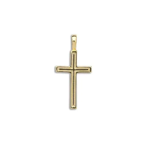 14K Yellow Gold Outline Cross Pendant Quality Gem LLC Bethel, CT