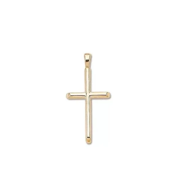 Yellow 14 Karat Large Half Round Cross Pendant Quality Gem LLC Bethel, CT
