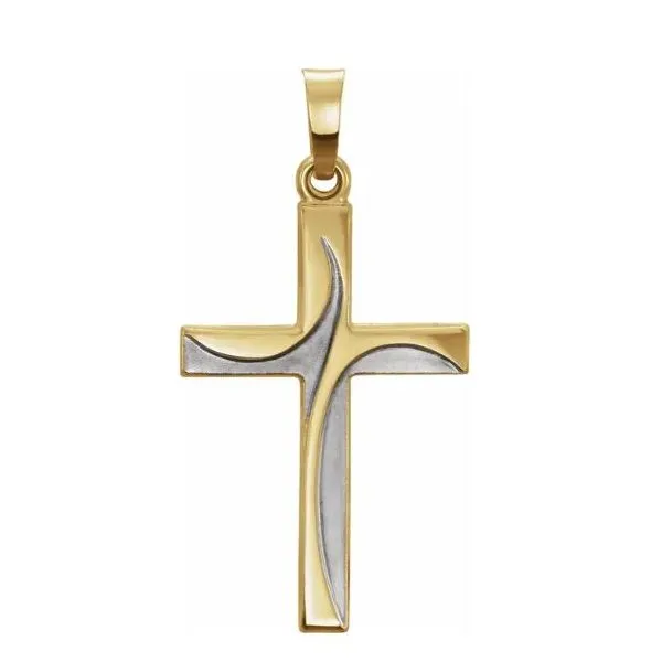 14K Two Tone Swirl Cross Pendant Quality Gem LLC Bethel, CT