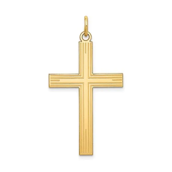 14K Yellow Gold Laser Design Cross Quality Gem LLC Bethel, CT