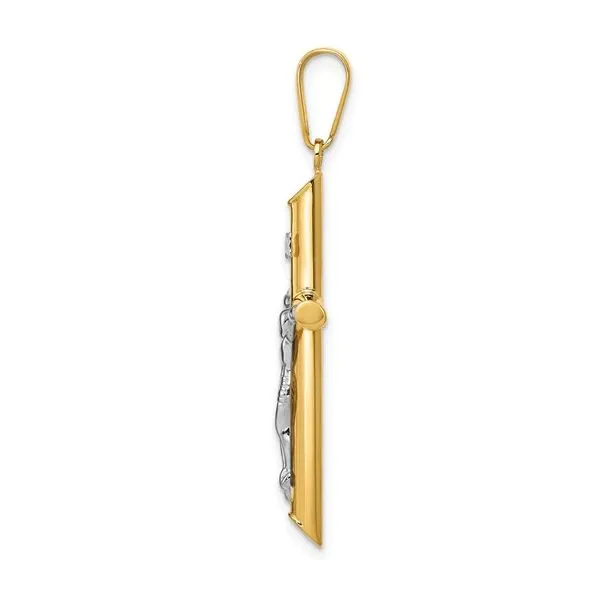 14K Two Tone Crucifix Pendant Image 2 Quality Gem LLC Bethel, CT