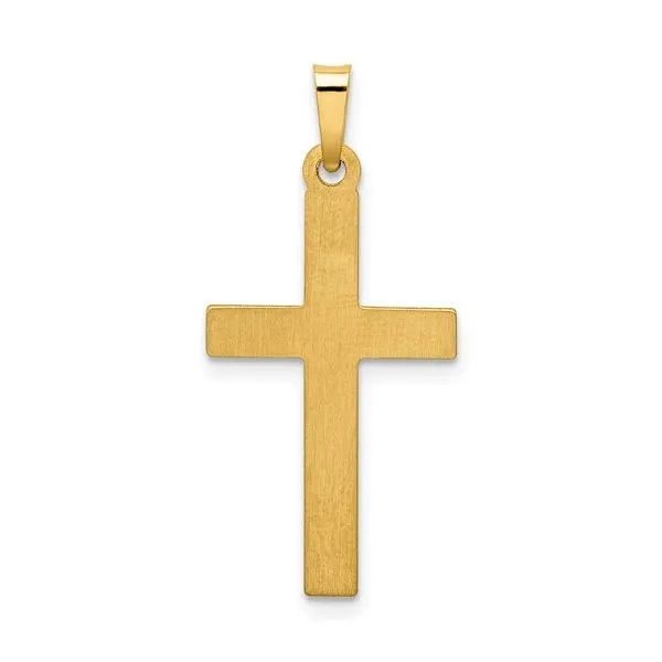 14K Yellow Gold Lattice Textured Cross Pendant Image 2 Quality Gem LLC Bethel, CT