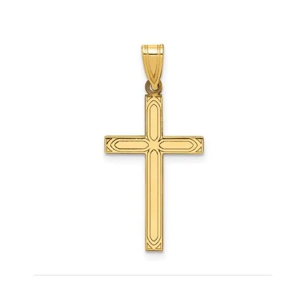 14K Yellow Gold Laser Etched Cross Quality Gem LLC Bethel, CT