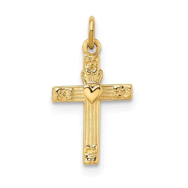 14K Yellow Gold Heart Cross Pendant Quality Gem LLC Bethel, CT