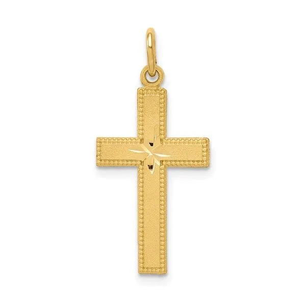 14K Yellow Gold Diamond Cut Beaded Cross Quality Gem LLC Bethel, CT