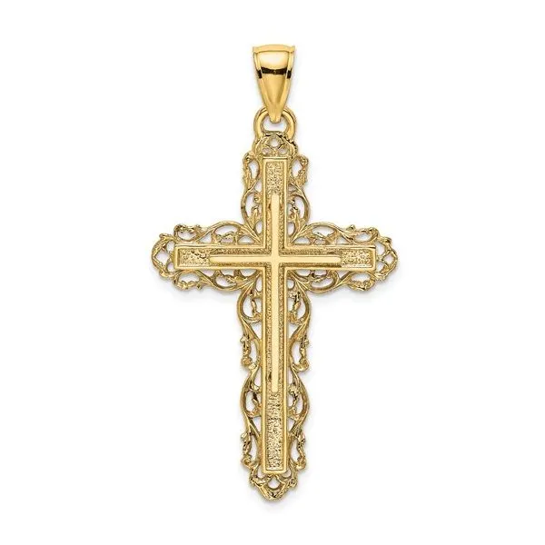 14K Yellow Gold Lace Trim Cross Pendant Quality Gem LLC Bethel, CT