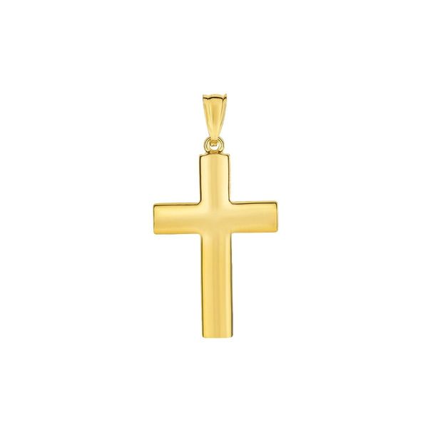 14K Yellow Gold Diamomnd Cut and Polished Reversible Cross Pendant Image 2 Quality Gem LLC Bethel, CT