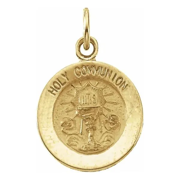14K Yellow Gold Holy Communion Medal Pendant Quality Gem LLC Bethel, CT