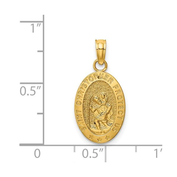 14K Yellow Gold Saint Christopher Medal Pendant Image 3 Quality Gem LLC Bethel, CT