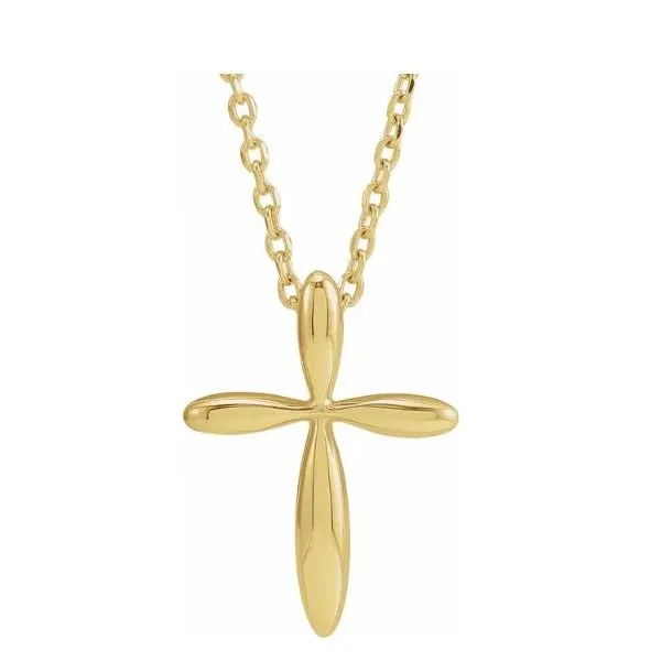 14K Yellow Gold Tapered Cross Pendant  With Chain Length 18 Inches Quality Gem LLC Bethel, CT