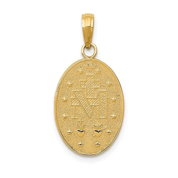 14K Yellow Gold Miraculous Medal Pendant Image 2 Quality Gem LLC Bethel, CT