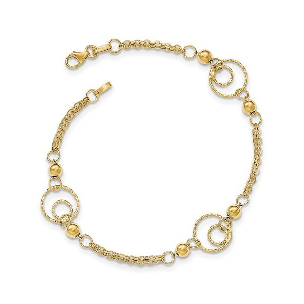 14K Yellow Gold Textured Circles Bracelet Quality Gem LLC Bethel, CT