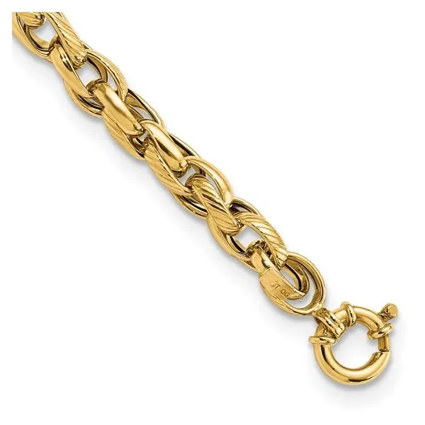 14K Yellow Gold Textured Link Bracelet Quality Gem LLC Bethel, CT