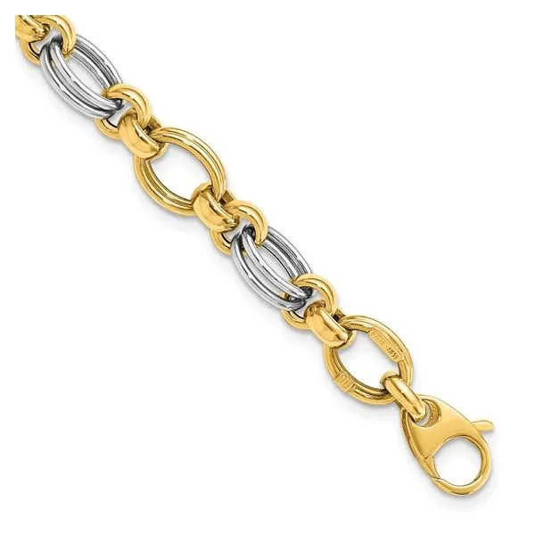 14K Yellow & White Gold Link Bracelet Quality Gem LLC Bethel, CT