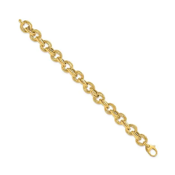 14K Yellow Gold Double Circle Link Bracelet Length 8 Inches Image 2 Quality Gem LLC Bethel, CT