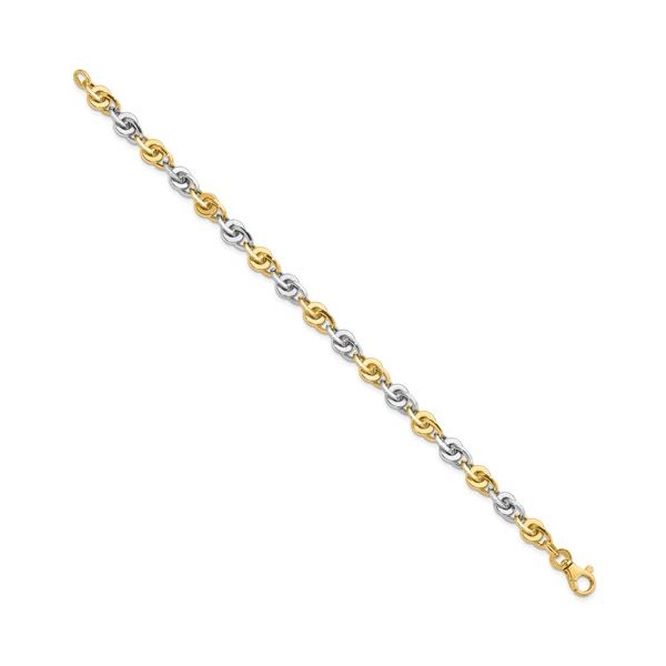 14K Two Tone Fancy Link Gold Bracelet Length 7.5 Inches Image 2 Quality Gem LLC Bethel, CT