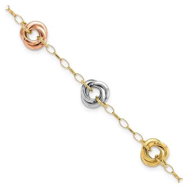 14 Karat Tricolor Love Knot Bracelet Length Image 2 Quality Gem LLC Bethel, CT